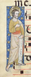 An apostle holding a phylactery, Judica me deus, c.1320